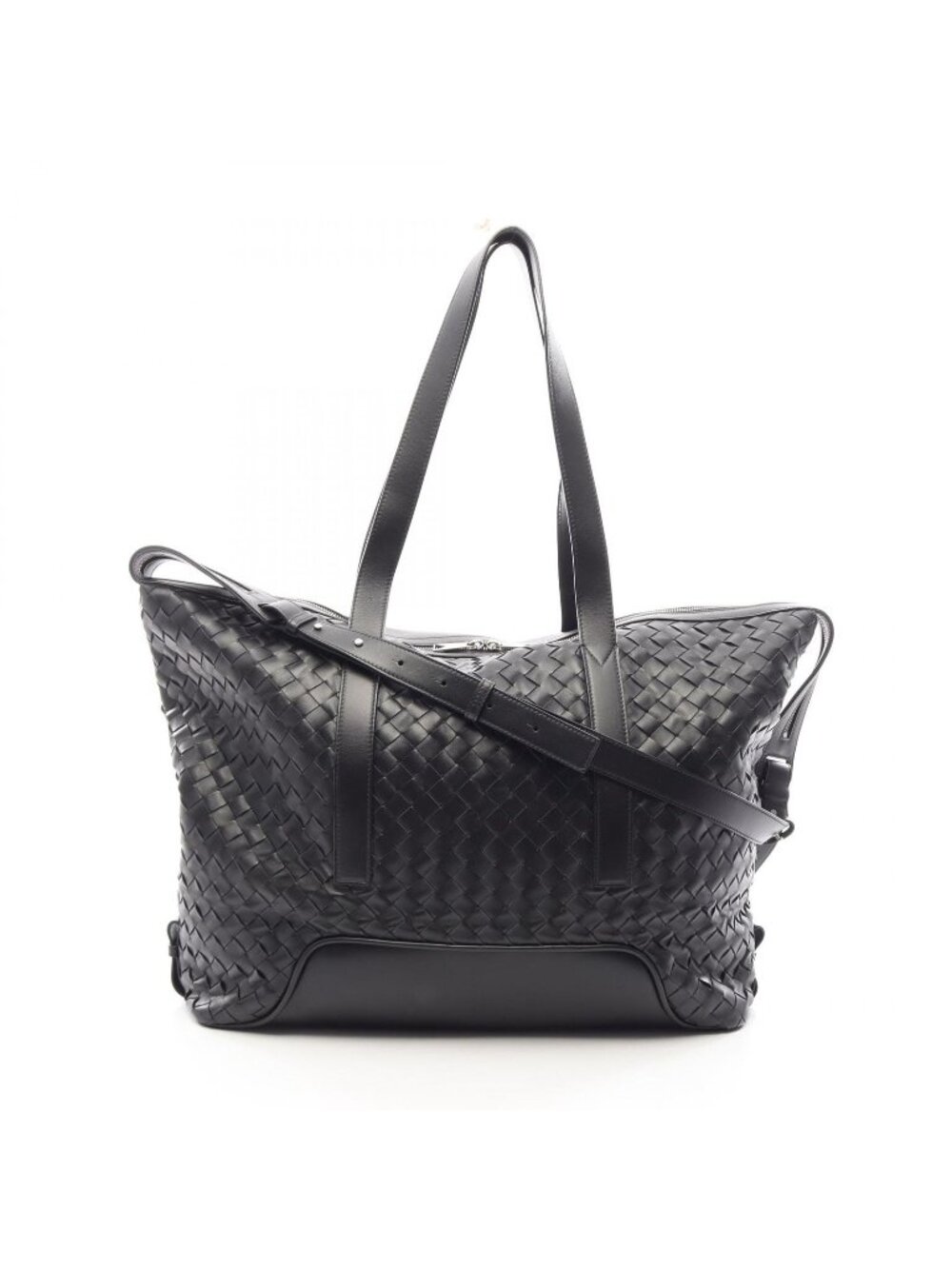 Bottega Veneta Tote Bag Intrecciato 2-Way Black Leather Large Toad